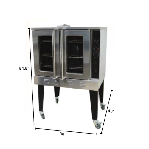 Image of EMPURA 38 inch Freestanding Commercial Full-Size Gas Convection Oven with (13) Position Rack Guides for Restaurant Catering Buffet | (3) Burners, 54,000 BTUs | 38 inchW x 43 inchD x 54.5 inchH, Stainless Steel, 120v