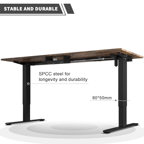 JUMMICO Höhenverstellbarer Schreibtisch 160 x 80 cm mit Kabelwanne, Schreibtisch Höhenverstellbar Elektrisch Stehpult mit USB-Buchse, Ergonomischer Steh-Sitz Tisch mit 360°Rollen,Vintage-Braun – Bild 4