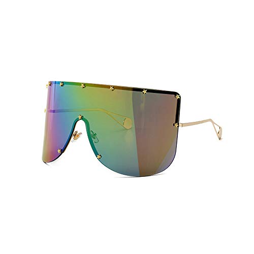 mincl/ Vintage Retro Shield Visor Sunglasses Women 2019 Oversized Windproof Glasses One Peice Big Frame Goggles Sun Glasses (Rainbow)