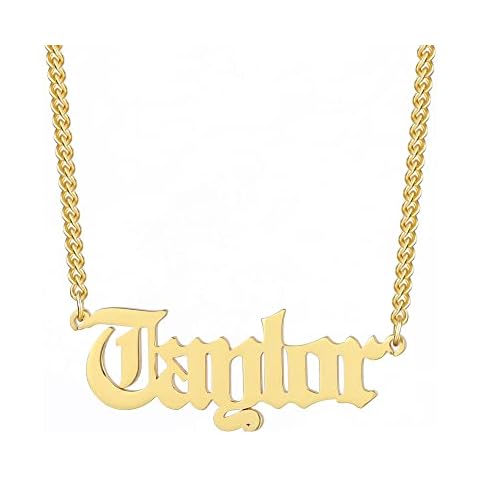 Old English name Gothic Style Name Necklace 18k Gold filled, Old English Choker Cover