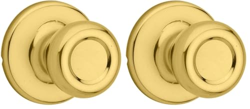 Image of Kwikset 92001-564 Tylo Passage Hall /Closet Knob in Polished Brass (Pack of 2)