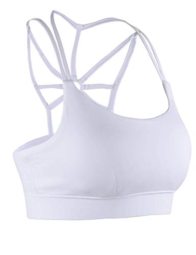 Coastal Rose Sports Bra For Women Cross Back Medium Support Padded Workout Running Yoga Bra M White #TOP4