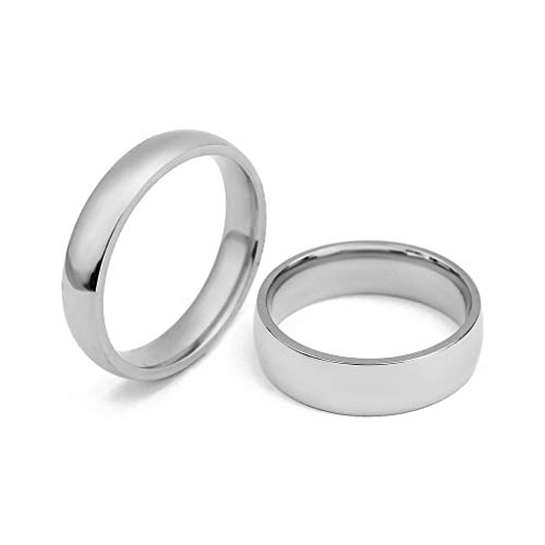 DMZing Jewelry Plain Simple Dome Couples Wedding Band Ring for Men for Women Silver Tone Stainless Steel (Woman, 9)