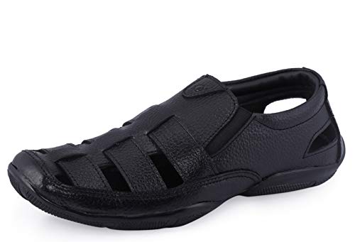 Image of Lazard Khadim's Men Black Casual Slip-On Sandal - UK 7