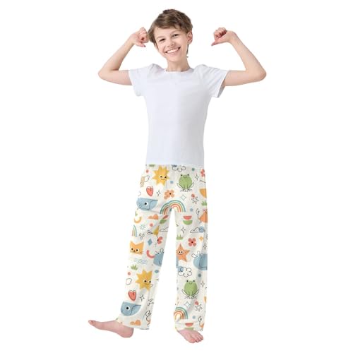 Playful Animal Boys Pants Boys Athletic Pants Long Pant for Boywith Pockets Wide-Leg Size 6-14Y3
