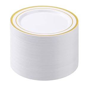 BESTSTAR 100PCS White Plastic Plate...