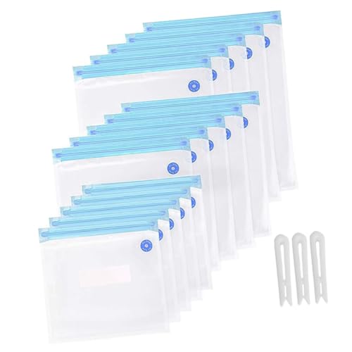 PRETYZOOM Vacuum Seal Bag Set 18pcs Reusable Food Storage Bags Large Vacuum Storage Food Preservation Sealing for Meat Snacks Fruits Vegetables
