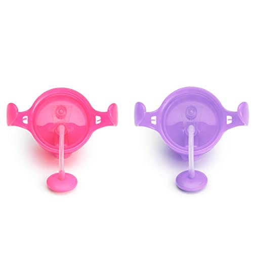 Munchkin Tasse avec Paille Click Lock Tip & Sip, Biberon avec Paille Lestée pour Bébé et Nourrisson, Tasse Enfant Antifuites sans BPA, Compatible Lave-Vaisselle - 207 ml, Lot de 2, Rose/Violet