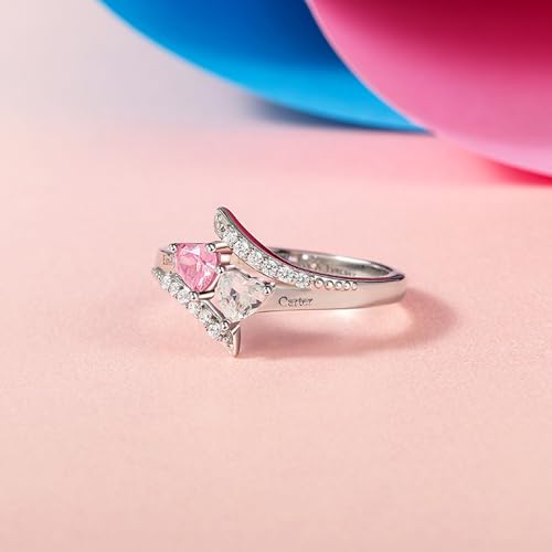 Jeulia Customized Birthstone Rings for Women Personalized Mother's Day Gifts Custom Name Engraved Rings for Anniversary Friendship Gifts with Jewelry Box4