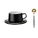 Kubek do kawy lub filiżanka do herbaty 250 ml ceramiczny kubek kubki do kawy styl nordycki kubki do herbaty kubki śniadaniowe vintage ceramika kubki do espresso (czarne) nowość kubki do kawy (kolor: czarny + łyżeczka)