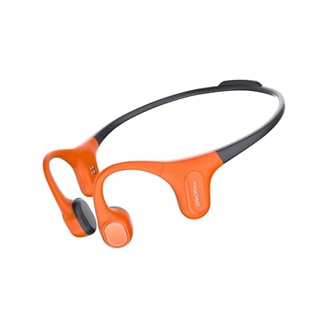 mojawa Aerra Bone Conduction Sport Headphones, IP67 Waterproof Workout Earphones, Open-Ear, Wireless Bluetooth with Mic, Secure and Comfortable for Running and Cycling, Orange and Black Cover