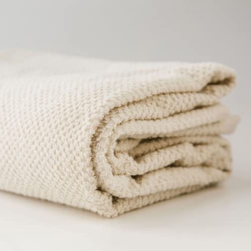Anact - Hemp Hand Towel - Fast Drying Organic Cotton Blend Spa Quality Hand Towel - 55% Hemp, 45% Organic Cotton, 16" X 28" Textured Absorbent Hand Towel - Natural, 2Pcs #TOP5