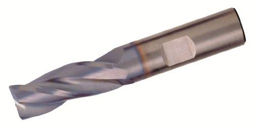 Image of Bassett HPEM-3 Series Solid Carbide High-Performance End Mill, TiCN Coated, 3 Flute, 30 Degrees Helix, 0.020 inch Radius Corner End, 0.875 inch Cutting Length, 3 /8 inch Cutting Diameter, 2-1 /2 inch Length (Pack of 1)