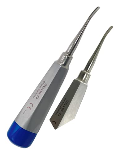 ArtLaB-Dental Luxating Elevator Dental Root Elevators Straight Curved Tip-Periotome Luxating Elevator Apical Root Dental Elavators Extracting Extraction (Elevator cvd 3mm Blue)