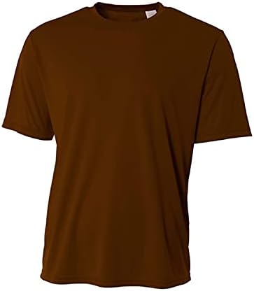 JustBlanks Men's Workout Short Sleeve Tee Tops Cooling Performance Athletic T-Shirt Short Sleeve Crew Neck Tshirt for Men - Brown - Large