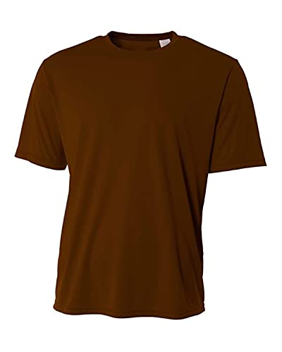 Justblanks Men's Workout Short Sleeve Tee Tops Cooling Performance Athletic T-Shirt Short Sleeve Crew Neck Tshirt For Men - Brown - Large #TOP4
