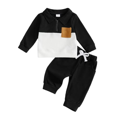 Image of VISGOGO Baby Boy Clothes Toddler Fall Winter Outfit Sweater Toddler Boy Striped Clothes 6 12 18 Months 2 3T 4T Pant Set