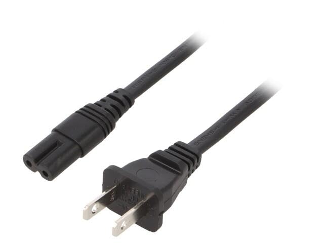 Câble IEC C7 NEMA 1-15 PVC Noir 4m Schurter | Conducteur 2x18AWG d'alimentation stable