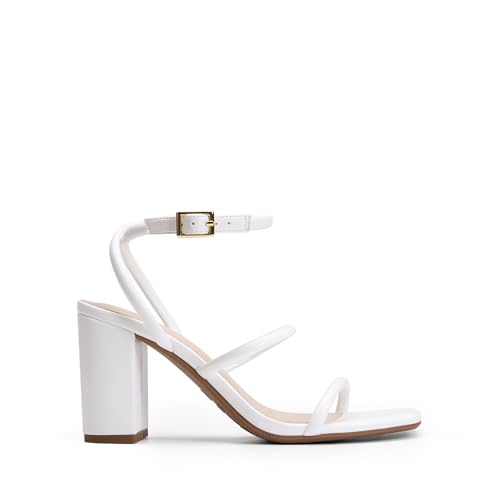 Image of DREAM PAIRS Women Heels Chunky Square Open Toe Strappy Ankle Strap Block High Heeled Sandals for Dressy Wedding Comfortable Shoes