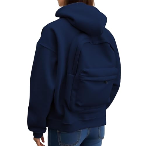 Genérico Sudadera con Capucha para Hombres y Mujeres Sudadera con Mochila Grande Casual con Cremallera Chaqueta Integrada Suéter de Manga Larga Chaqueta Deportiva Streetwear