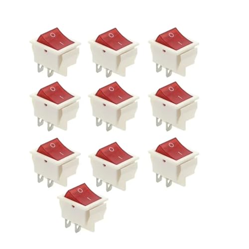 Interruptores basculantes KCD4 de 4 pines rojos con luz de encendido 31x25 mm