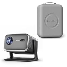Aurzen BOOM mini Google TV Movie Projector with WiFi and Bluetooth, Voice Control, 20W Dolby Audio, Real-Time Focus, Smart Portable Outdoor Projector Bundle with EPP Carrying Case, Black