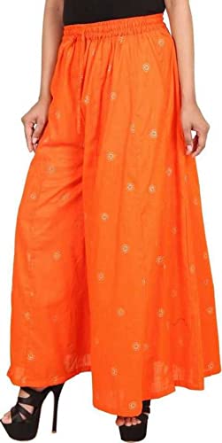b9 store Women's Rayon Hand Block Gold Printed Palazzo (Size: Free Size, Length: 41 Inches)-picture-21