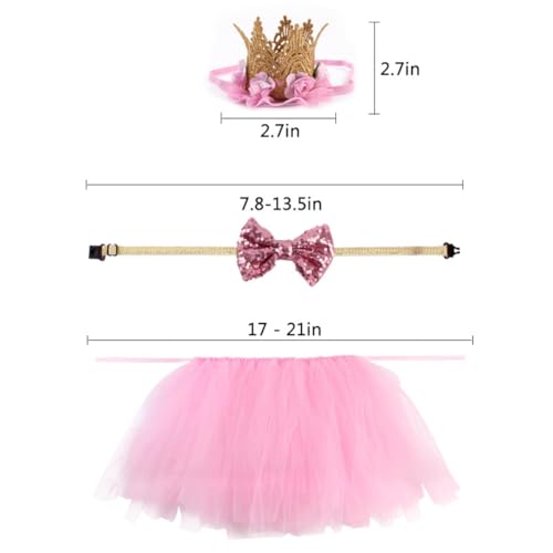 Disfraz para perro rosa POPETPOP conjunto con tutu y accesorios miniatura 2