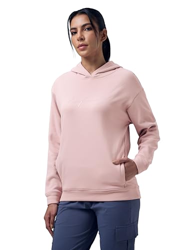 Image of TECHNOSPORT Women's Regular Fit Graphic Print Hooded Neck Full Sleeve Technowarm+ Sweatshirt for Casual & Regular Use