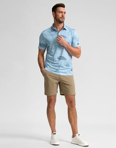 Image of Obla Mens Golf Polo Shirts Short Sleeve Dry Fit Performance Moisture Wicking Casual Print Collared Golf Shirts for Men