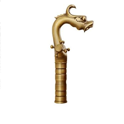 Robinet monotrou à deux becs en laiton antique design argenté prestigieux