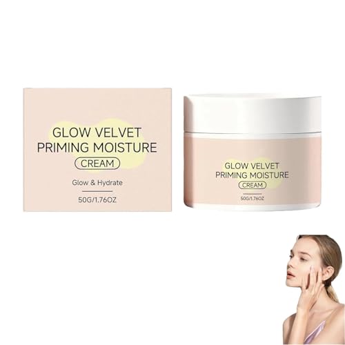 Glow Velvet Priming Moisture Cream,Pore Minimizing & Makeup Gripping Primer,Hydrating Face Primer For Smooth Application,Velvety Finish for All Skin Types(1PCS)