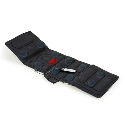 Colchón masajeador eléctrico con calefacción vibración, 10 motores vibrantes, 5 modos de masaje, 3 niveles de intensidad, calefacción lumbar, plegable, control remoto con cable, relajación muscular en