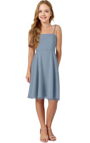 2025 Mini Junior Bridesmaid Flower Girl Chiffon Dresses A-Line Cut with Spaghetti Straps for Weddings