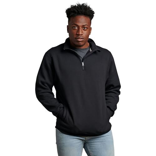 Russell Athletic Men's Dri Power Fleece Quarter Zip, Moisture Wicking, Cotton Blend, Relaxed Fit, Sizes S-4x2