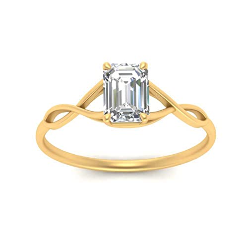 Bague de fiançailles émeraude en solitaire torsadé, le cadeau d'amour idéal