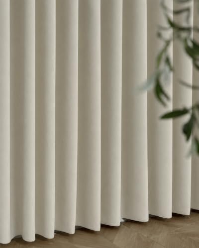 Image of Graywind Motorized Curtains with Track, Room Darkening Smart Curtains, Hardwired Curtains Compatible with Alexa Google Home Remote Control for Large Windows, Custom Drapes Up to 220 inch, Canvas (Bone)
