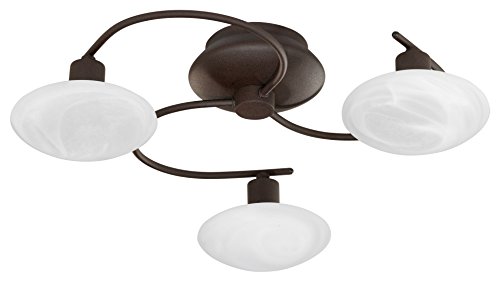Preisvergleich Produktbild Trio Leuchten Halogen Deckenleuchte rostfarbig, Glas alabasterfarbig, weiß, 6380031-24