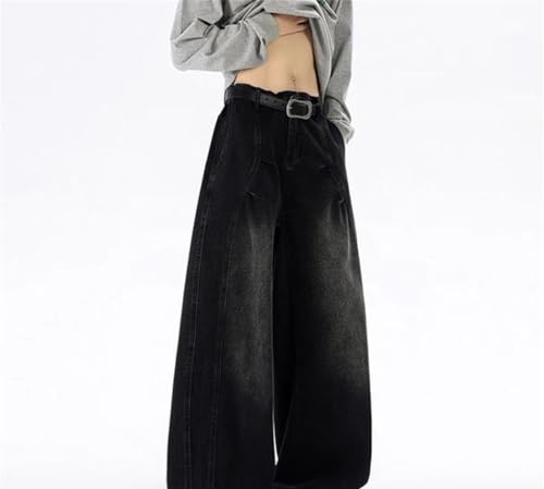 Mens Wide Leg Jeans Baggy Straight Floor Length Pleated Denim Pants Casual Streetwear Trousers3