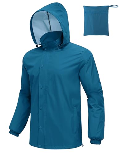 COOFANDY Men Waterproof Packable Rain Jacket with Hood Lightweight Hooded Raincoat Rain Gear