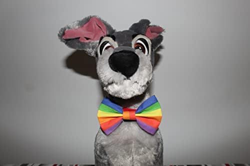 New Dogs Bow Tie Rainbow Lgbt Stripes Elastic Band attach COLLAR ACCESSORY Handmade UK (Small), Multicolor - Image 4