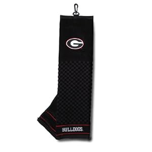Team Golf NCAA Georgia Bulldogs Embroidered Golf Towel Embroidered Golf Towel, Checkered Scrubber Design, Embroidered Logo