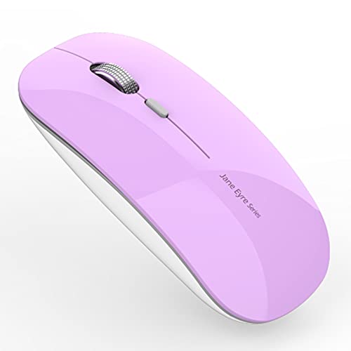 Uiosmuph Q5 Souris sans Fil Rechargeable, Ultra-Mince Optique Mouse Silencieux 1600 DPI Réglable Wireless Mouse pour Ordinateur, PC, Portable, MacBook (Purple)