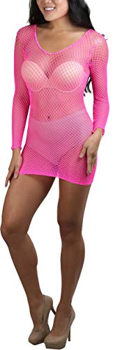 Image of ToBeInStyle Women's Stretch See Through Fishnet Novelty Mini Rave Party Dress