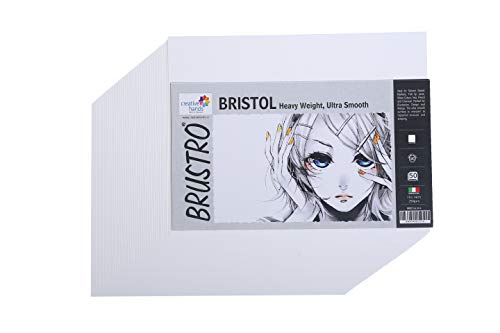 Image of Brustro Artists Small Bristol Paper | 250 GSM, 50 Sheets, Size (Small) |10X14 cm| Ideal for Solvent Based Markers, Ink, Airbrush,Pencil & Charcoal, Illustration, Design, Manga