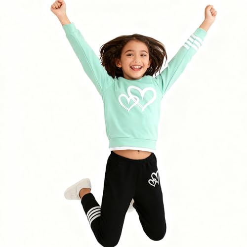 Image of OLMRJKD Kids Toddler Girls Clothes Figure Graphic Drop Shoulder Top Pullover Spotted Print Pants Fall Winter Outfit Set