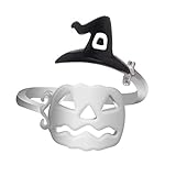 Yuanhong Anillo ajustable – Anillo abierto unisex fantasma/bruja/escoba para hombres y mujeres Halloween