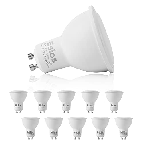 GU10 LED Bulbs Warm White 3000K, 6W 600LM,60W Halogen Bulb Equivalent,120 Degree Beam, Not-dimmable, Pack of 10