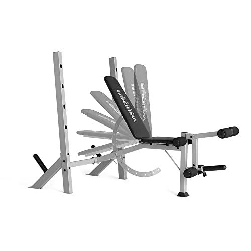 Weider Platinum Olympic Weight Bench and Rack with Adjustable Spotting Arms and Integrated Leg Developer