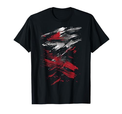 Red And Black Dynamic Splatter Graphic T-Shirt